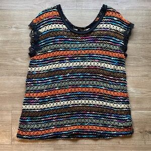Free People New Romantics crochet Stripe Knit Top